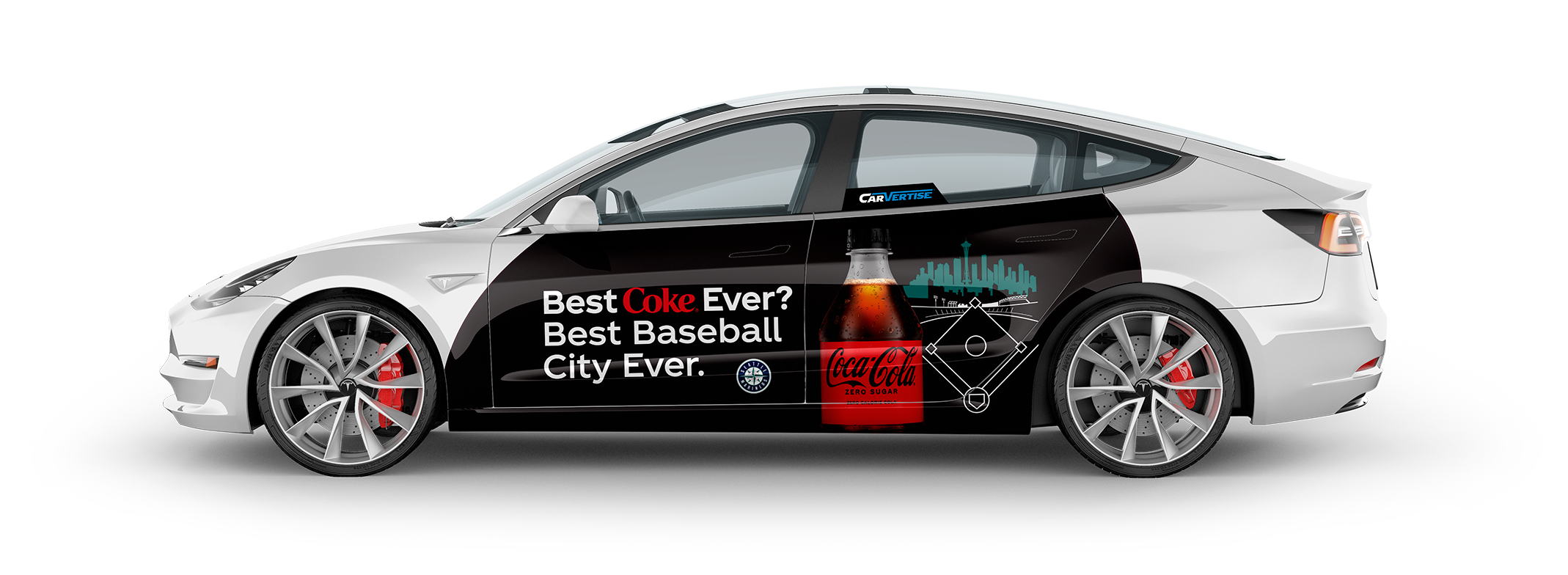 Tesla Driver Side Flat View Coca Cola Tesla Driver Side Flat View Coca Cola